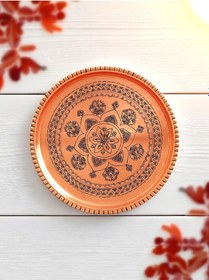 Resim Kırmızı Bakır Şark Köşesi Tepsi 45 Cm Bakır 