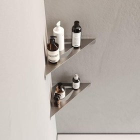 Resim Zift Unique Paslanmaz Çelik Duş Rafı - Çift Katlı Banyo Köşe Rafı - Yapışkan Sistemli Şampuan Köşelik, TROPEA MODEL DUŞ KÖŞELİĞİ (PASLANMAZ İNOX) 