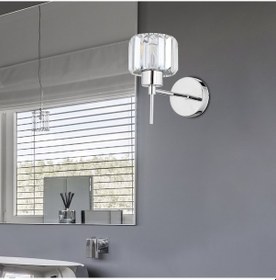 Resim Sadem Krom Kristal Taşlı Duvar Lambası Yatak Odası-Yatak Başı-Salon için Aplik Beyaz 