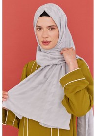 Resim Mirsoy Scarf Kazayağı Desen İpeksi Jakar Şal - Gümüş Gümüş 