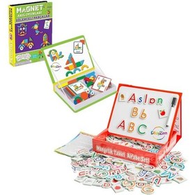 Resim Manyetik Eğitici Oyuncak Seti Alfabe Tableti + Manyetik Parçalar 2 Li Set 3+ 