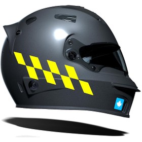 Resim Floresan Sarı Damalı Kask Motosiklet Sticker Takımı Çınar Extreme 