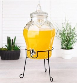 Resim 8 Litre Musluklu Cam Su Sebili Şerbetlik Ve Damacana Metal Ayaklı Perotti Şeffaf 