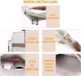 Resim Microcase Huawei MatePad 11.5 S Tablet için Tablet Çantası 2 Bölmeli AL4227 Krem Pembe Mavi 