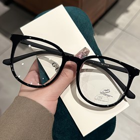 Resim Gündelik Kullanım İçin Uygun, Şeffaf Lensli Büyük Yuvarlak Çerçeve, Moda Aksesuar Gözlükler 