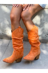 Resim irmona Terry Orange Turuncu Dana Süet Körüklü Dallas Çizme 