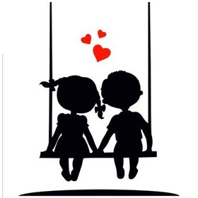 Resim Salıncak Kız Oğlan Sticker 
