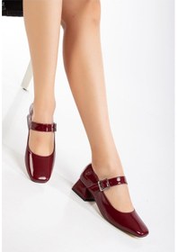 Resim St-006 Bordo Rugan Günlük 4 Cm Topuklu Bayan Ayakkabı Bordo 