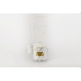 Resim Beyaz Galvaniz Wc Metal Çöp Kovalı Fırçalı Tuvalet Kağıtlık 58Cm Beyaz 