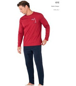 Resim Pierre Cardin 6103 Erkek Uzun Kollu Bisiklet Yaka Pijama Takımı-bordo Bordo 