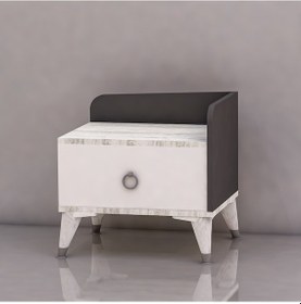 Resim Safir Komodin - Antik Beyaz Çok Renkli 