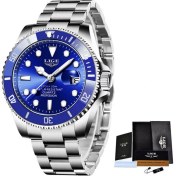 Resim Hanyang Gümüş Mavi 2021 Yeni Erkek Kuvars Saatler Lıge Üst Marka Lüks Su Geçirmez Tarih Saat Spor Saat Erkekler Için Yeşil Kol Saati Relogio Masculino (Yurt Dışından) 