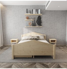 Resim Milano Model İki Çekmeceli Doğal Çam Ahşap Karyola-100 180 x 200 CM 