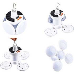 Resim Powermaster Pm-22986 Olar Panelli Şarjlı Çift Bataryalı 5li Katlanabilir Acil Durum Kamp Lambası Beyaz 