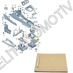 Resim İthal Passat Cc (2009-2017) Orta Konsol Sürgülü Kapak 3c0857503 Koyu Bej 