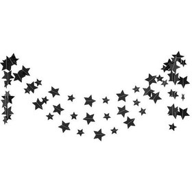 Resim Siyah Renk Yıldız Kağıt Sarkıt Süs 4 Metre 