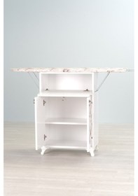 Resim Mistik Home Rose Katlanır Dolaplı Ütü Masası Beyaz Gövde, Kahverengi Çiçek Desenli Beyaz/kahverengi 