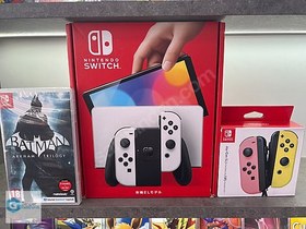 Resim Nintendo Switch OLED SIFIR + JOYCON + BATMAN ARKHAM TRILOGY 