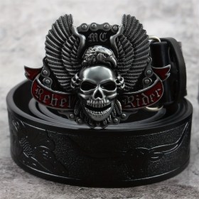 Resim Erkekler için Retro Kafatası Tokalı PU Deri Batı Kemer, Farklı ve Tarz 