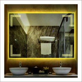 Resim Dnr-Mirror75x105 Cm Günışığı Ledli Tasarım Kumlamalı Banyo Aynası Makyaj Aynası Işıklı Ayna 