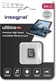 Resim Integral Ultimapro - Memory Card 64 GB microSDHC/100 MB/s/Class 10 UHS-I U3/ V30 + Adaptör 