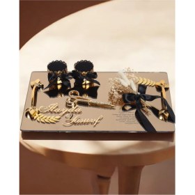 Resim Şık Siyah Söz Nişan Tepsisi, Zarif ve Kullanışlı Tasarım 