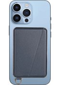 Resim Goldenqian Yenı Deri Kartvizitlik Profesyonel Kredi Kartı Kılıfı Güçlü Manyetik Telefon Braketi İphone 12 13 14 15 Mıknatıs Standı Blue Blue 