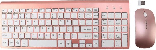 Resim Lemestar 2.4ghz Kablosuz Klavye Ve Fare Seti - Gül Altın Rengi Diğer 