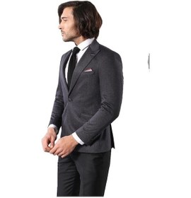 Resim Wessi Tek Düğme Çift Yırtmaç Sivri Yaka Lacivert Ceket Siyah 