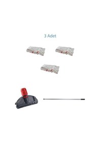 Resim Cod-Ex Dar Yedek Islak Mop Takımı Islak Mop 3’lü Beyaz 450 G 17 CM + Metal Sap + Mop Tutucu 