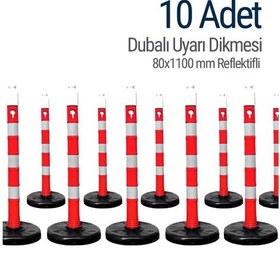 Resim İleri Trafik Dubalı Uyarı Dikmesi 534231801 80 x 1100MM Reflektifli 10'lu Set 