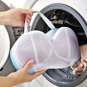 Resim 1 adet Fermuarlı Dayanıklı Mesh Bra Çamaşır Torbası - Deformasyona Karşı Yıkama Torbası, Beyaz Mavi Askılı, Yıkama Döngüleri Sırasında Karışıklık ve Hasar Önler, Elde Yıkama veya Kurutma Yıkama için İdeal, Kup Koruma|Zippered Çamaşır Torbası|Poliester Mesh, Yıkama Makinesi için Çamaşır Torbaları 