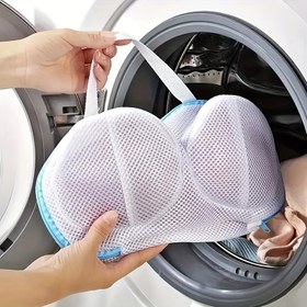 Resim 1 adet Fermuarlı Dayanıklı Mesh Bra Çamaşır Torbası - Deformasyona Karşı Yıkama Torbası, Beyaz Mavi Askılı, Yıkama Döngüleri Sırasında Karışıklık ve Hasar Önler, Elde Yıkama veya Kurutma Yıkama için İdeal, Kup Koruma|Zippered Çamaşır Torbası|Poliester Mesh, Yıkama Makinesi için Çamaşır Torbaları 