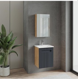 Resim Denko Demood 45 Cm Mdf Antrasit Gri Banyo Dolabı Takımı Antrasit 