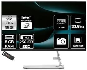 Resim LENOVO IdeaCentre 24IAP7 i5 12450H 8GB 256GB SSD 23.8" FHD FDOS Beyaz All in One Bilgisayar 