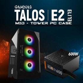 Resim GAMDIAS TALOS E2 Elite, 600W, Tempered Glass, ARGB, ATX GAMING KASA 