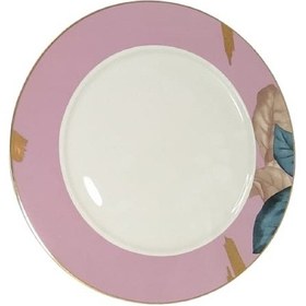 Resim Lucky Art Dekoratif Yaprak Desenli Altın Yaldızlı 6 Kişilik Servis Tabağı Desenli 