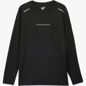 Resim Koton Uzun Kollu Baskılı Bisiklet Yaka Spor Tişört Siyah 6wam10006nk Siyah 