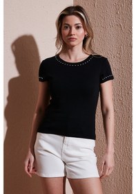 Resim Fashion Friends Bayan T Shirt 25y0523k1 Siyah Siyah 