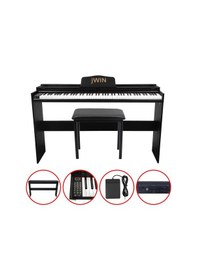 Resim Jwin Sdp-92 Tuş Hassasiyetli 88 Tuşlu Kapaklı Dijital Piyano + Tabure - Siyah 