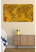 Resim Eğitici Dünya Haritası Dünya Atlası Çocuk Ve Bebek Odası Duvar Sticker-60x105-3781 - Renkli Çok Renkli 