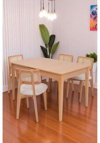 Resim Paris Zion Lak Panel Mutfak Masa Sandalye Takımı 80x130cm Natural 