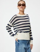 Resim Ajurlu Oversize Kazak Uzun Kollu Bisiklet Yaka 