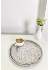 Resim 6 Adet Sekizgen Modern Kırık Beyaz Bardak Altlığı & Kokteyl Peçet Beyaz 