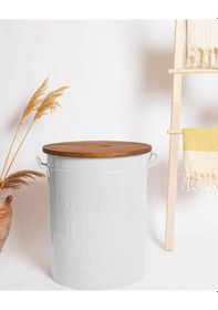 Resim The Mia Prizma Çamaşır Sepeti 54 x 43 x 35 CM Beyaz Karamel 