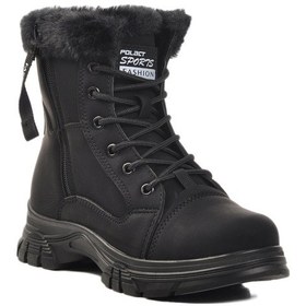 Resim Aspor Siyah Fermuarlı Bağcık Detaylı İçi Polarlı Kadın Sneaker Bot Çok Renkli 