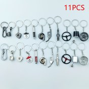 Resim 11 Parça Yaratıcı Araç Aksesuar Seti: Turbo, Jant Kapağı, Vites Topuzu, Direksiyon Simidi, Fren Diski, Amortisör, Yakıt Pompası, Buji ve Anahtarlık - Özelleştirilebilir Kültürel Hediye Kombo 