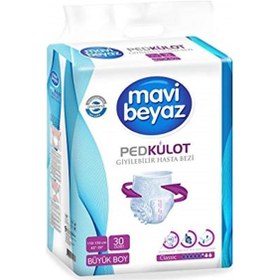 Resim Mavi Beyaz Ped Emici Külot Hasta Bezi Large Büyük 30'lu 