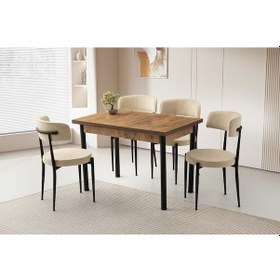 Resim Ceviz Gözde Sandalye 110+60 Smart Açılabilir Masa Takımı Kahverengi - Siyah 