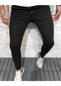 Resim Skinny Fit Likralı Erkek Kot Spor Kot Pantolon 